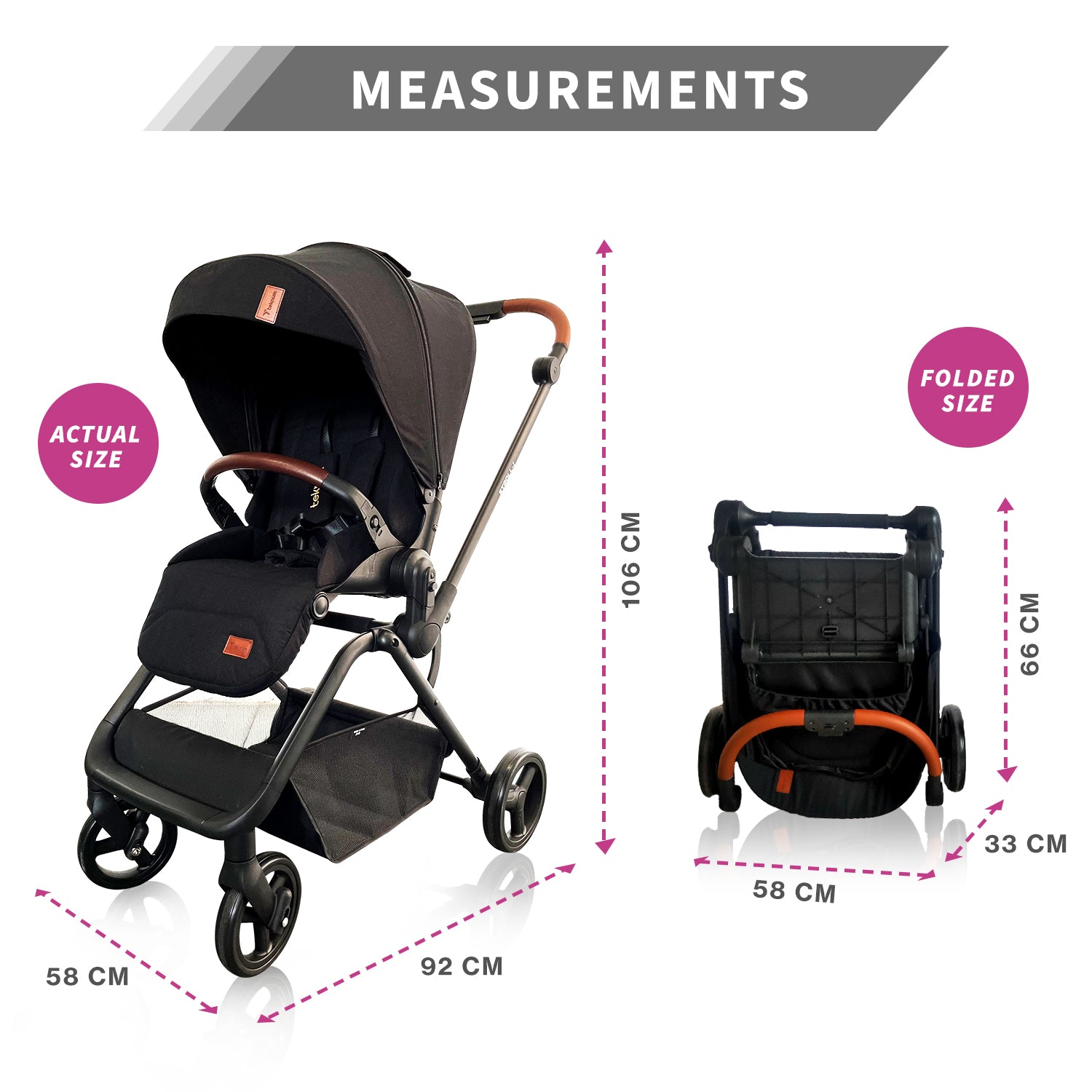 Teknum Stroll 1 Reversible Travel Stroller w/ Matilda Diaper Bag – Black