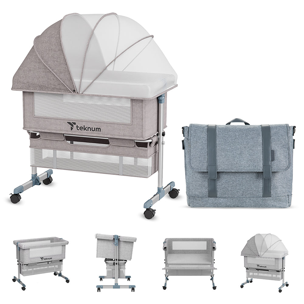 Teknum Bedside Crib w/ Dad’s Diaper Bag – Ivory
