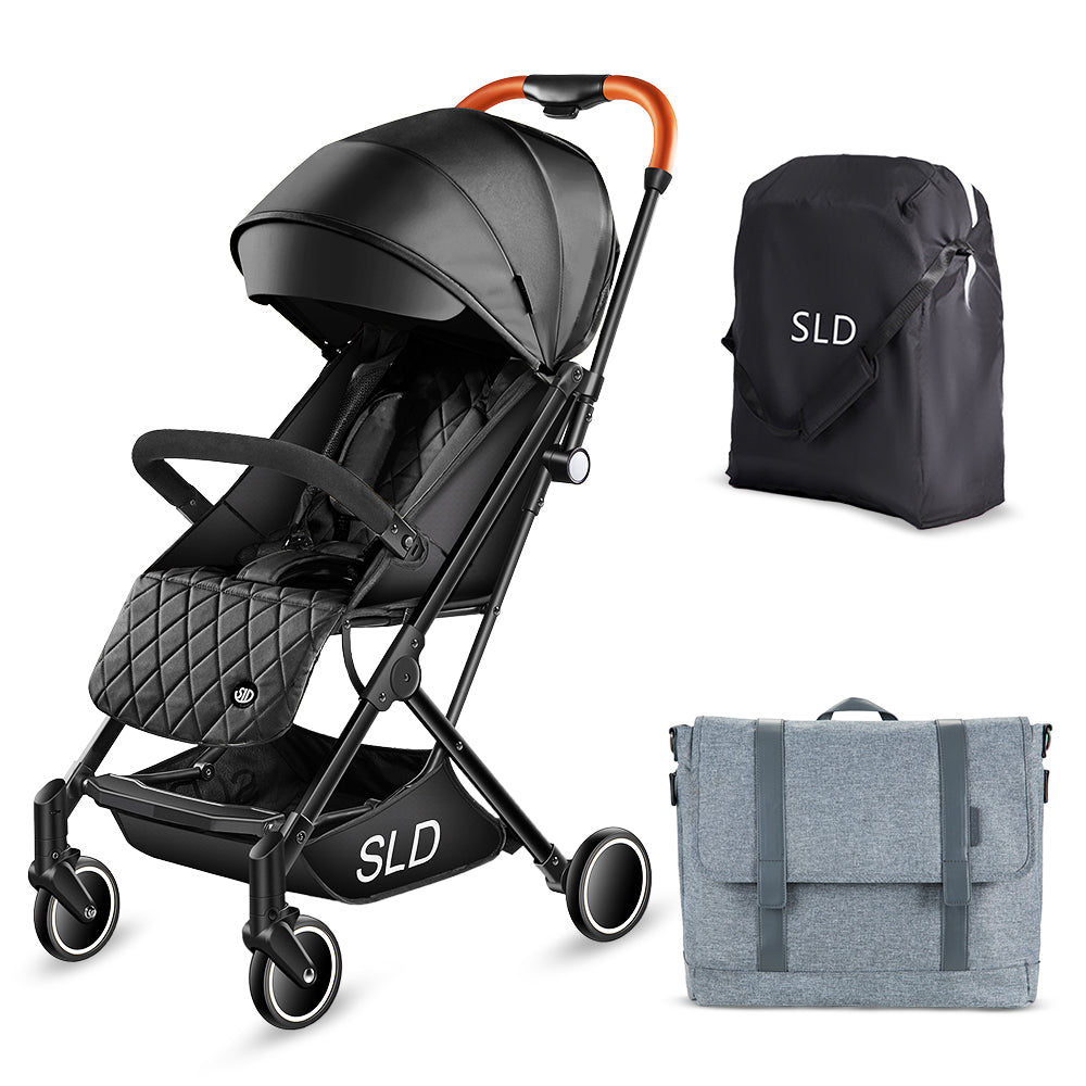 inchTeknum Travel Lite Stroller w/ Dad’s Diaper Bag – Black inch