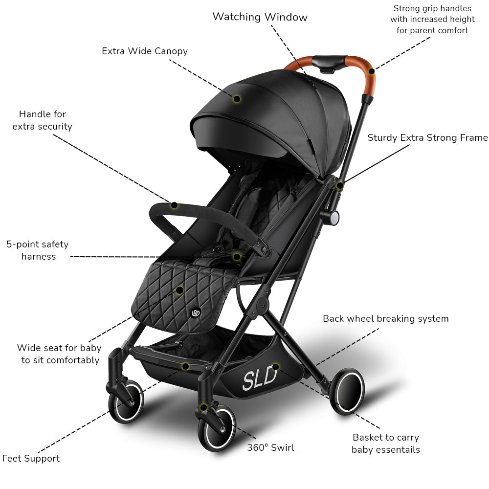 inchTeknum Travel Lite Stroller w/ Dad’s Diaper Bag – Black inch