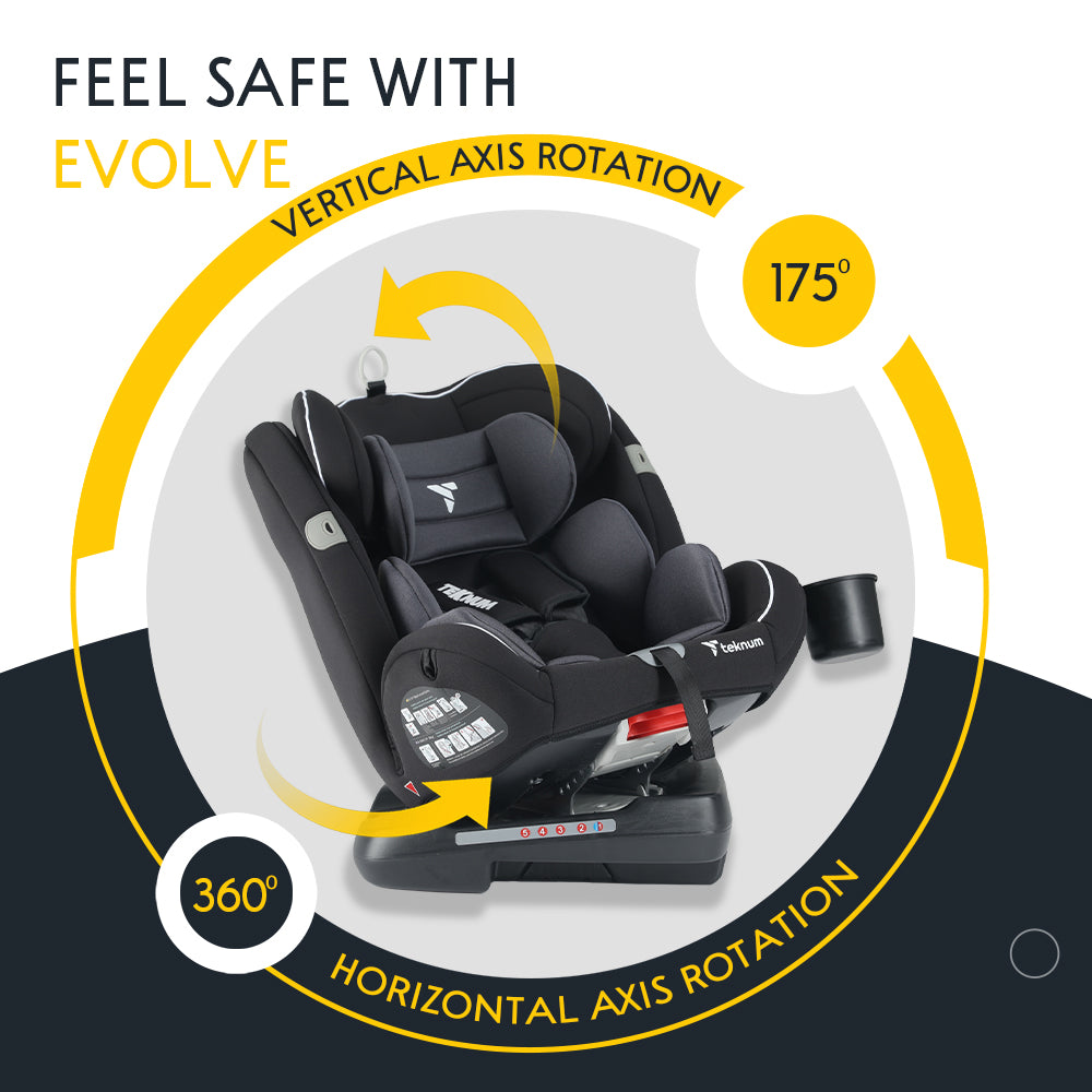 inchTeknum Evolve 360 Car Seat w/ Quilted Mommy Diaper Bag – Grey inch