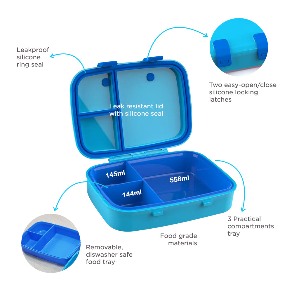 HYDROBREW Smart Serve Bento Lunch Box 847ml, Aqua Drift