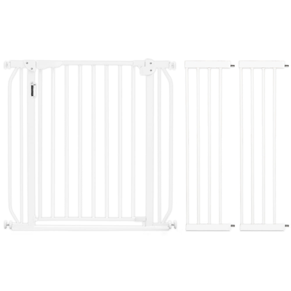 BABY SAFE - Metal Safety LED Gate w/t 20cm x 2 Extension - White