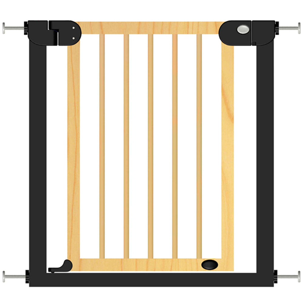 BABY SAFE Wooden Safety Gate w/t 7cm Black Extension - Natural Wood