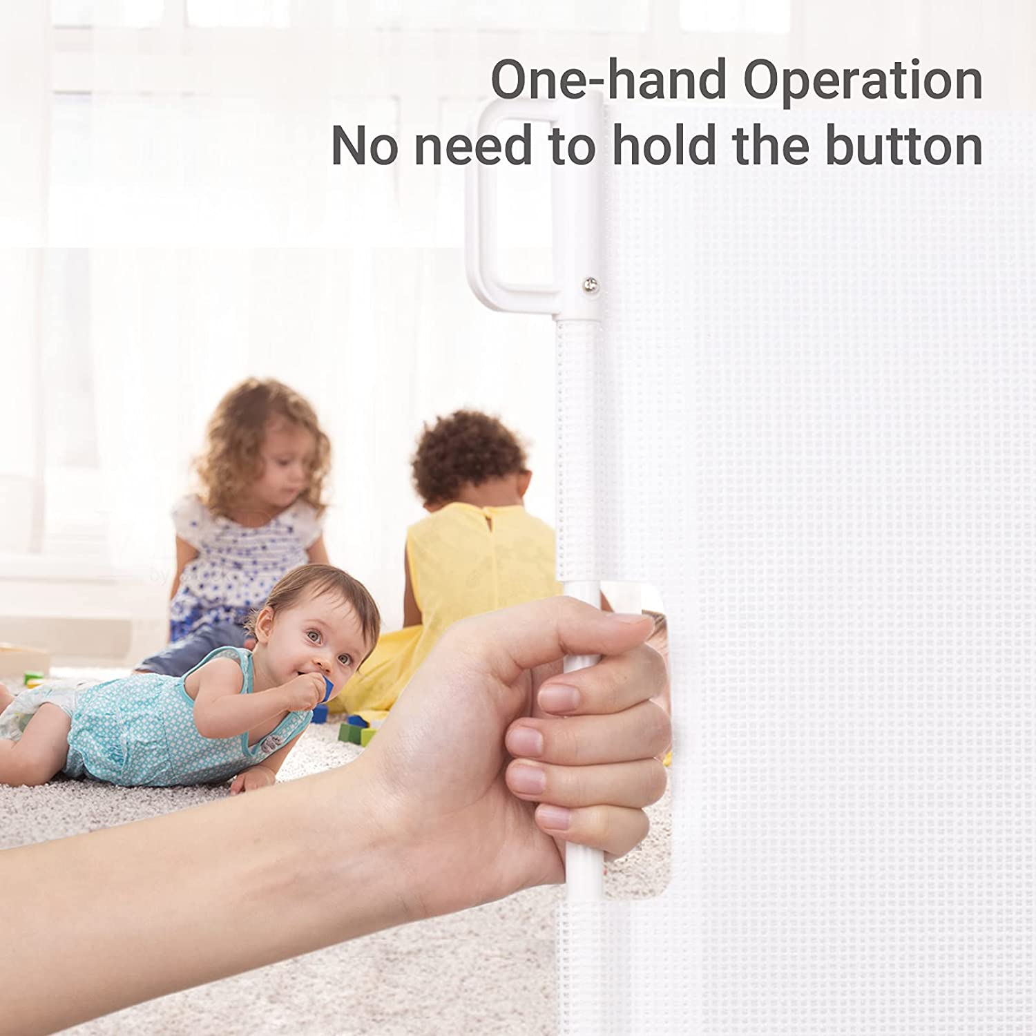 BABY SAFE Retractable Mesh Gate - White