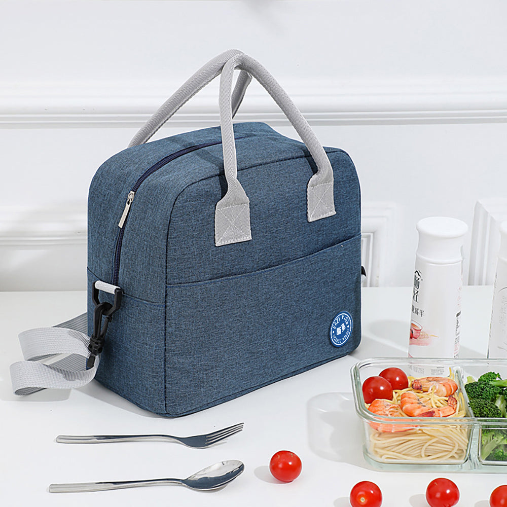 EAZY KIDS 4 Compartment Bento Lunch Box w/Lunch Bag and Steel Food Jar Shark - Blue