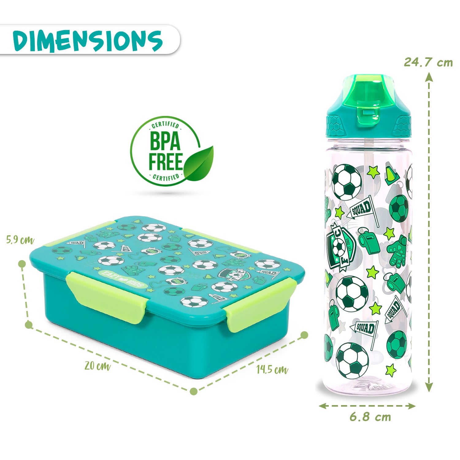 EAZY KIDS Lunch Bag Combo of 3 Football - Green