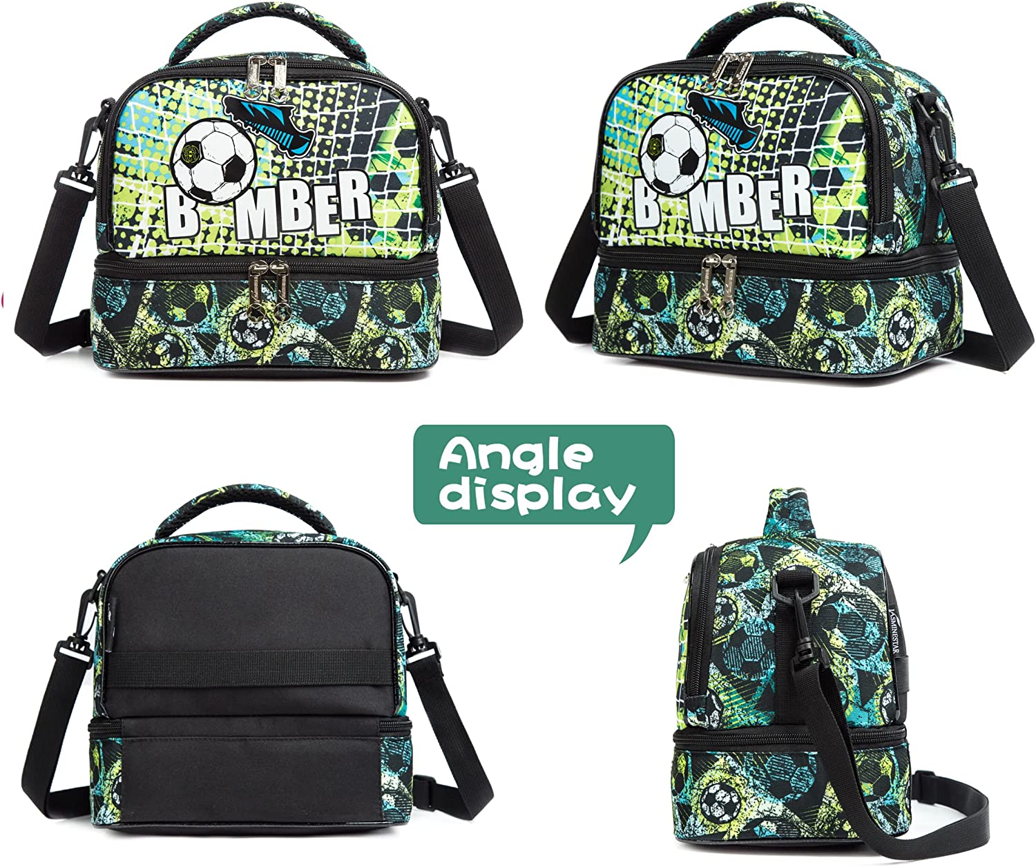 EAZY KIDS Lunch Bag Combo of 3 Football - Green