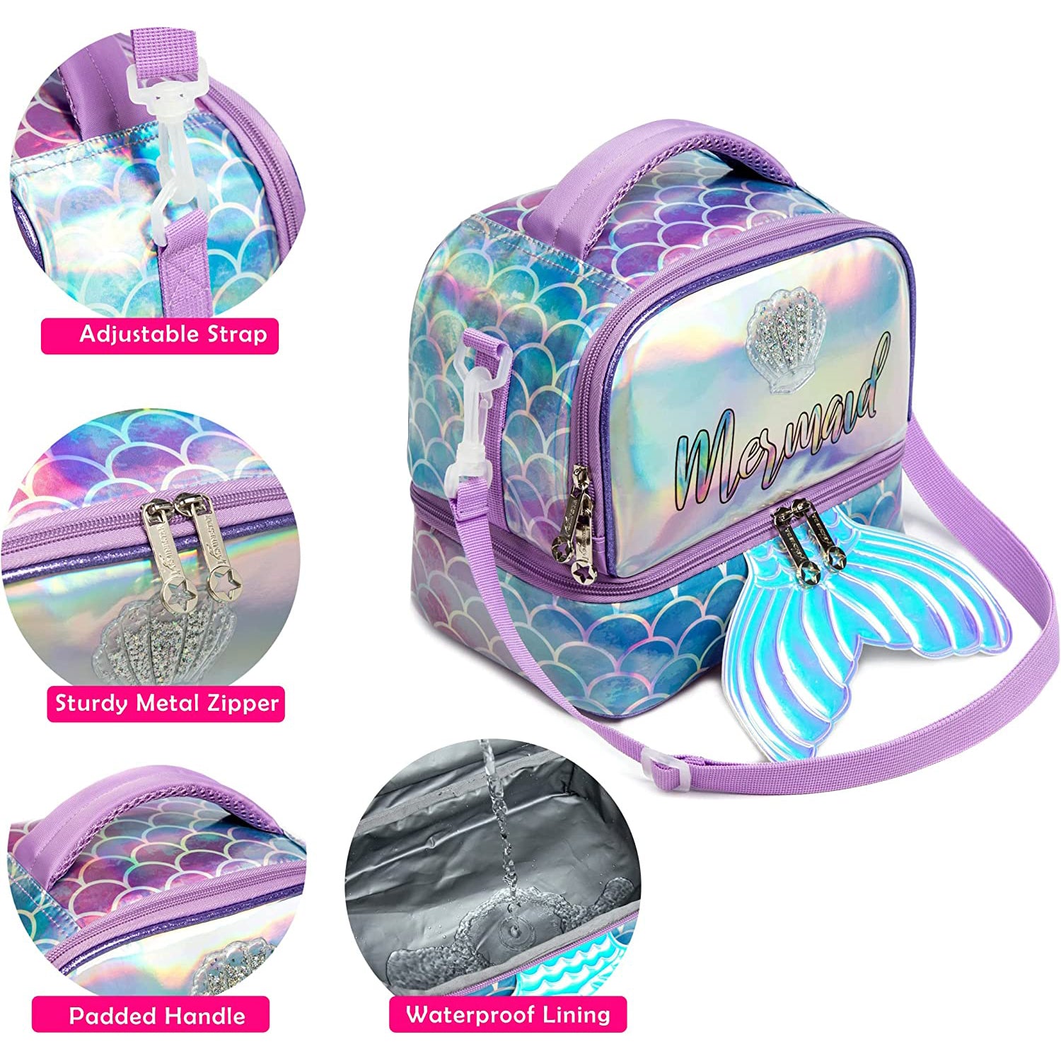 EAZY KIDS Lunch Bag Set of 3 Mermaid - Purple