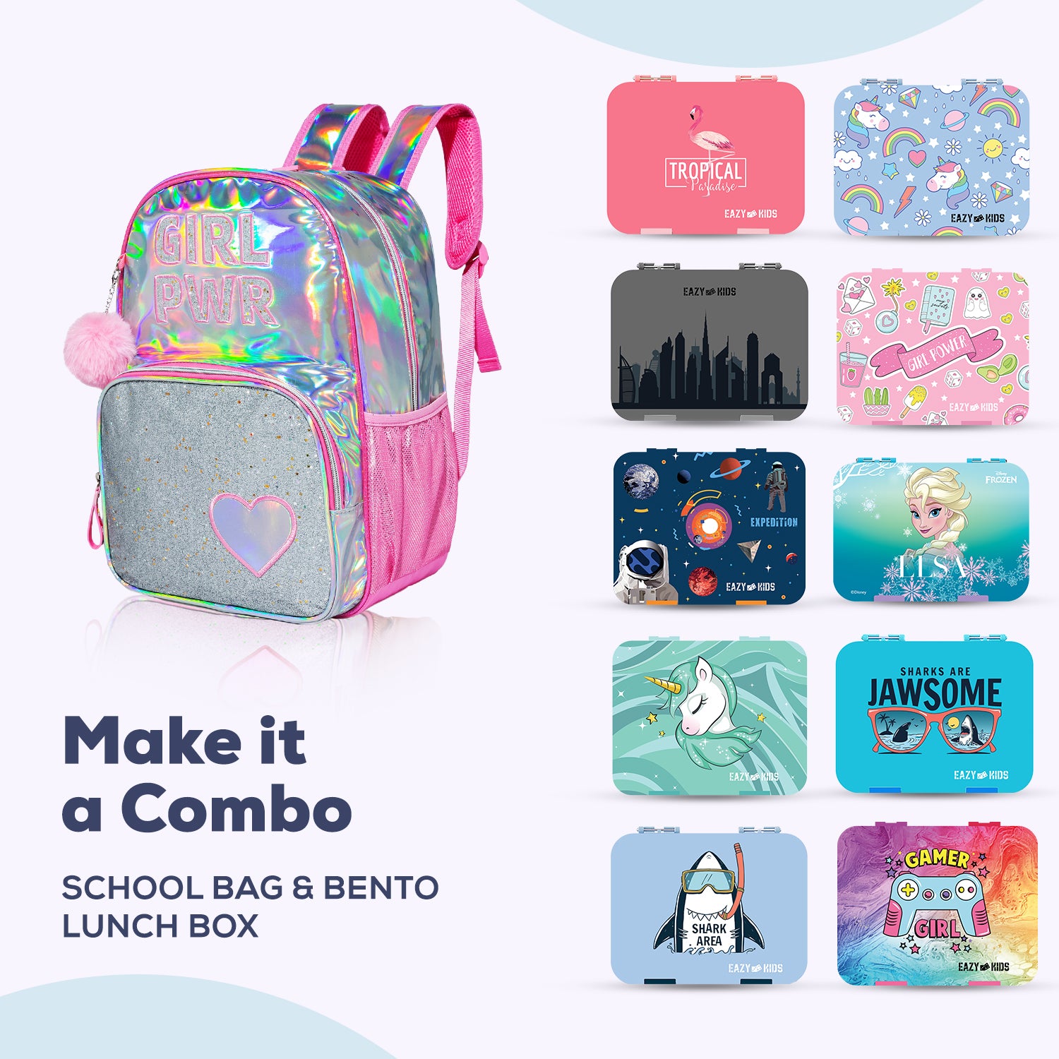EAZY KIDS Back to School Combo Set of 4 Girl Power - Pink