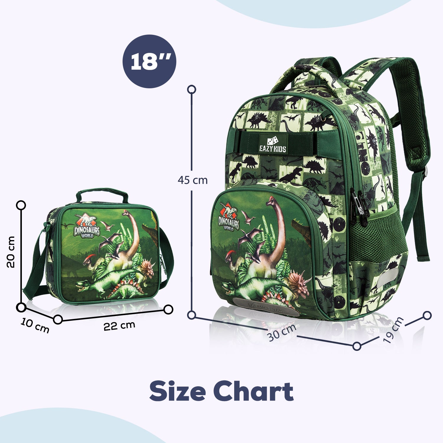 EAZY KIDS Back to School Combo Set of 5 Dinosaur - Black Green