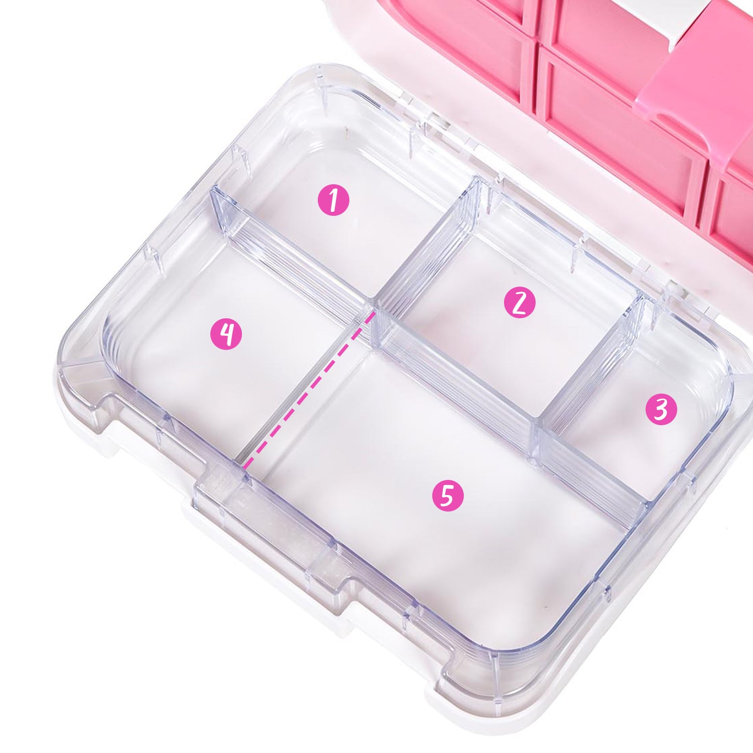 EAZY KIDS 5 & 4 Convertible Bento Lunch Box w/550ml Double Wall Water Bottle and Spoon Fork Set - It's Girl Thing Pink