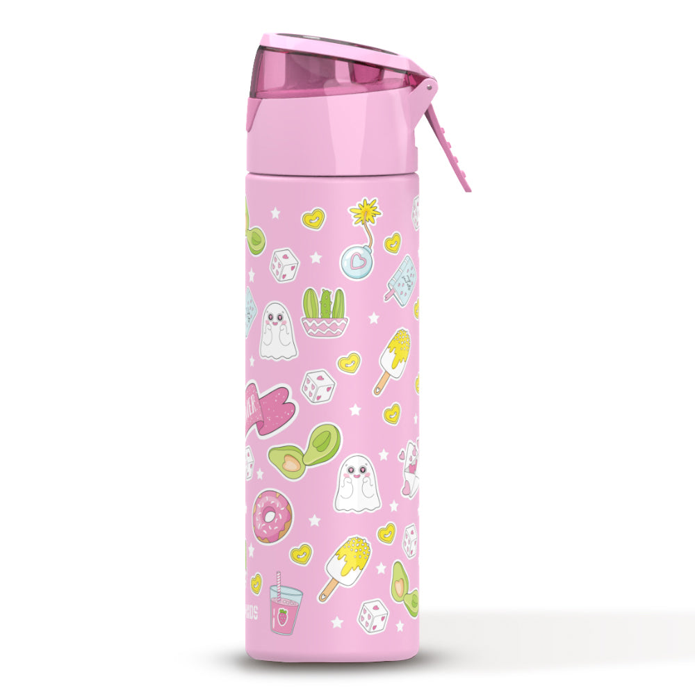 EAZY KIDS 5 & 4 Convertible Bento Lunch Box with Stainless Steel 640ml Water Bottle and Sandwich Cutter Set - Girl Power Pink