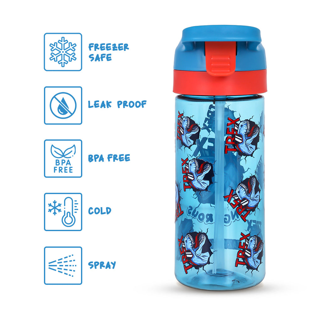 EAZY KIDS 6 & 4 Convertible Bento Lunch Box with Tritan 420ml Water Bottle and Sandwich Cutter Set - TREX Blue