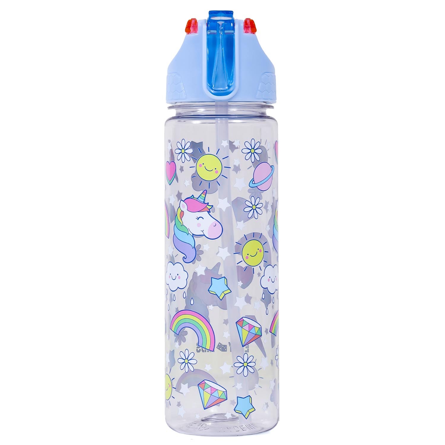 EAZY KIDS 4 Compartment Bento Lunch Box w/2in1 Tritan Water Bottle and Steel Food Jar Unicorn - Blue