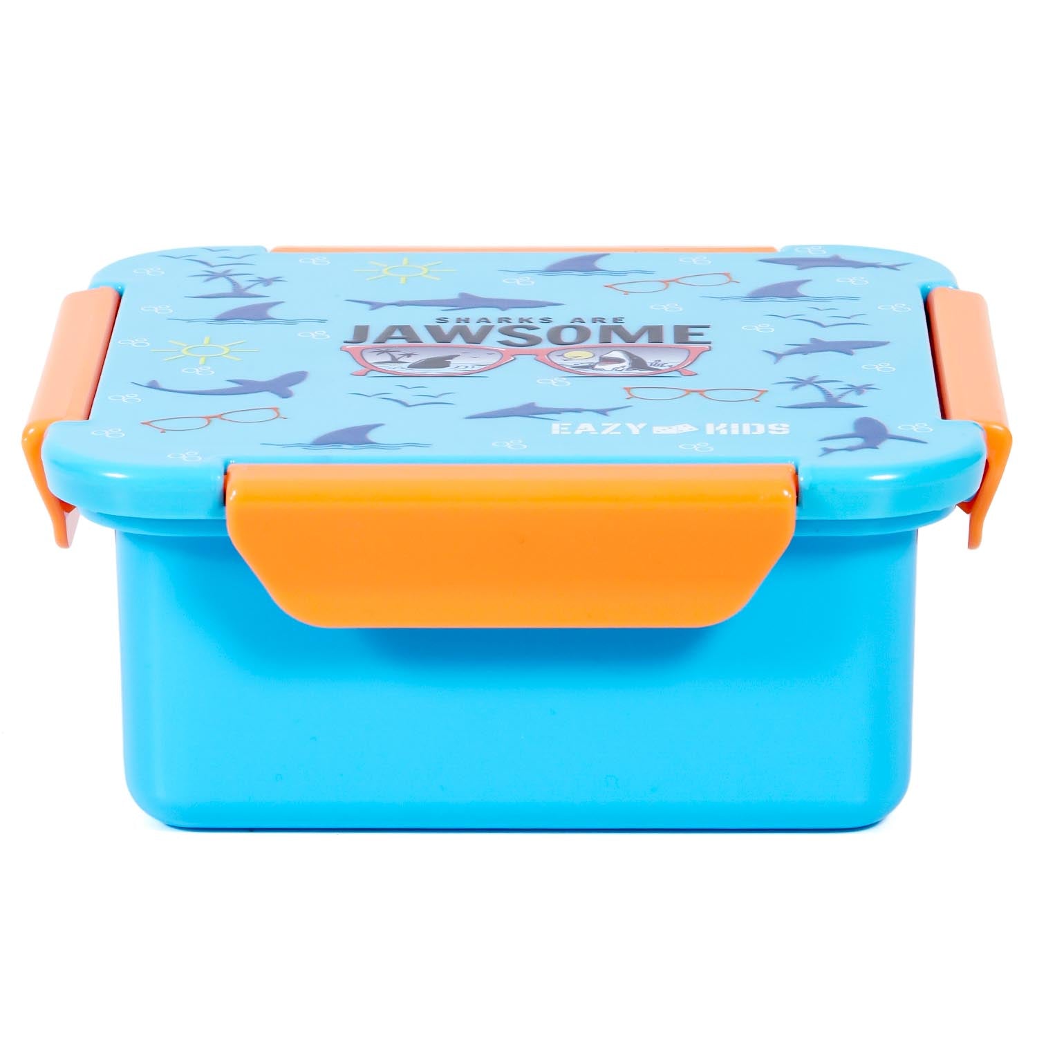 EAZY KIDS Lunch Box Set and Tritan Water Bottle w/2in1 drinking Flip lid and Sipper Unicorn - Blue