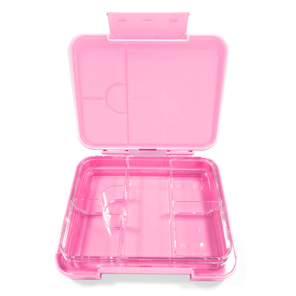 EAZY KIDS 6 & 4 Convertible Bento Lunch Box w/Lunch Bag and Spoon Fork Set - Glitter Pink