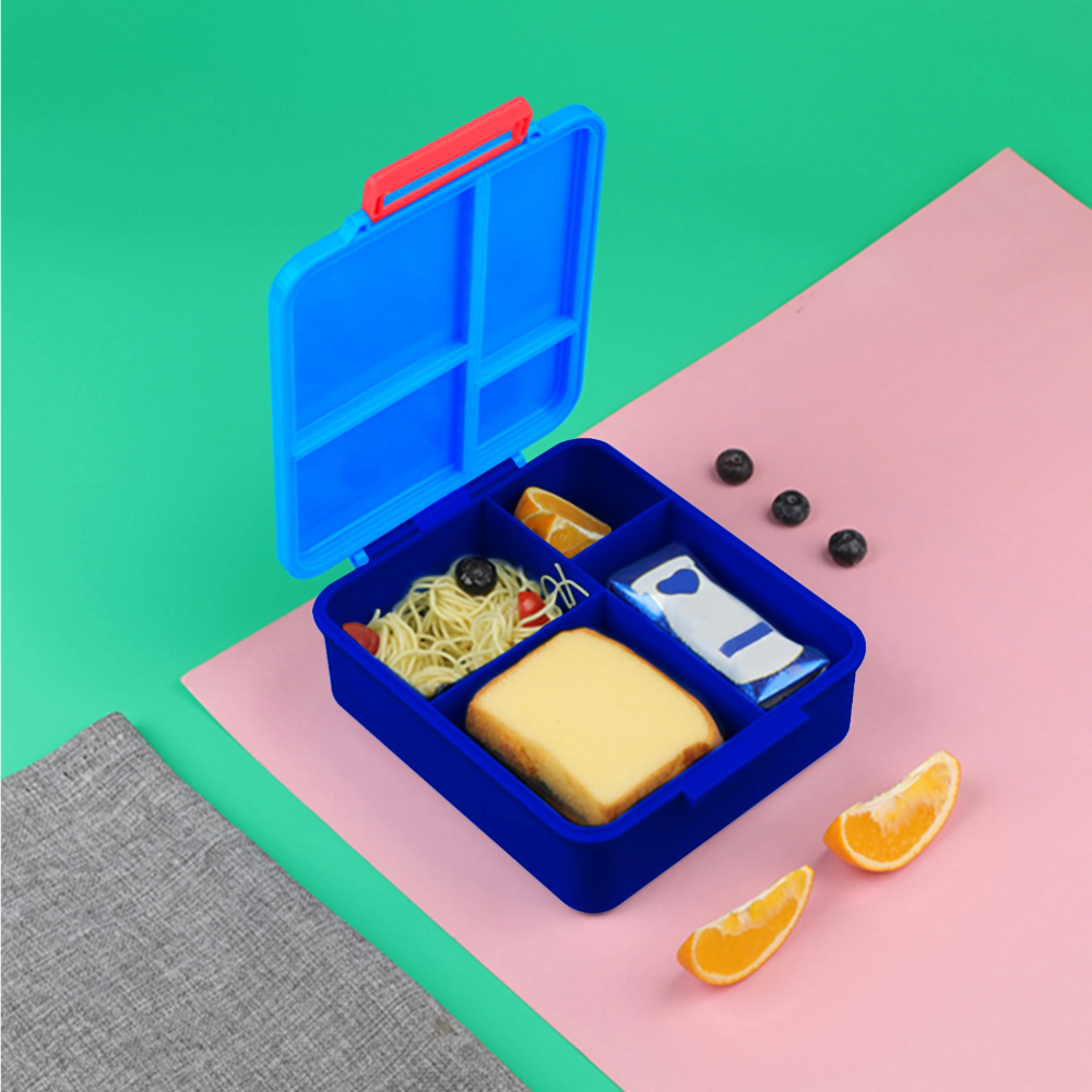 EAZY KIDS Jumbo Bento Lunch Box w/Lunch Bag and Thermos & Dip Jar- Blue