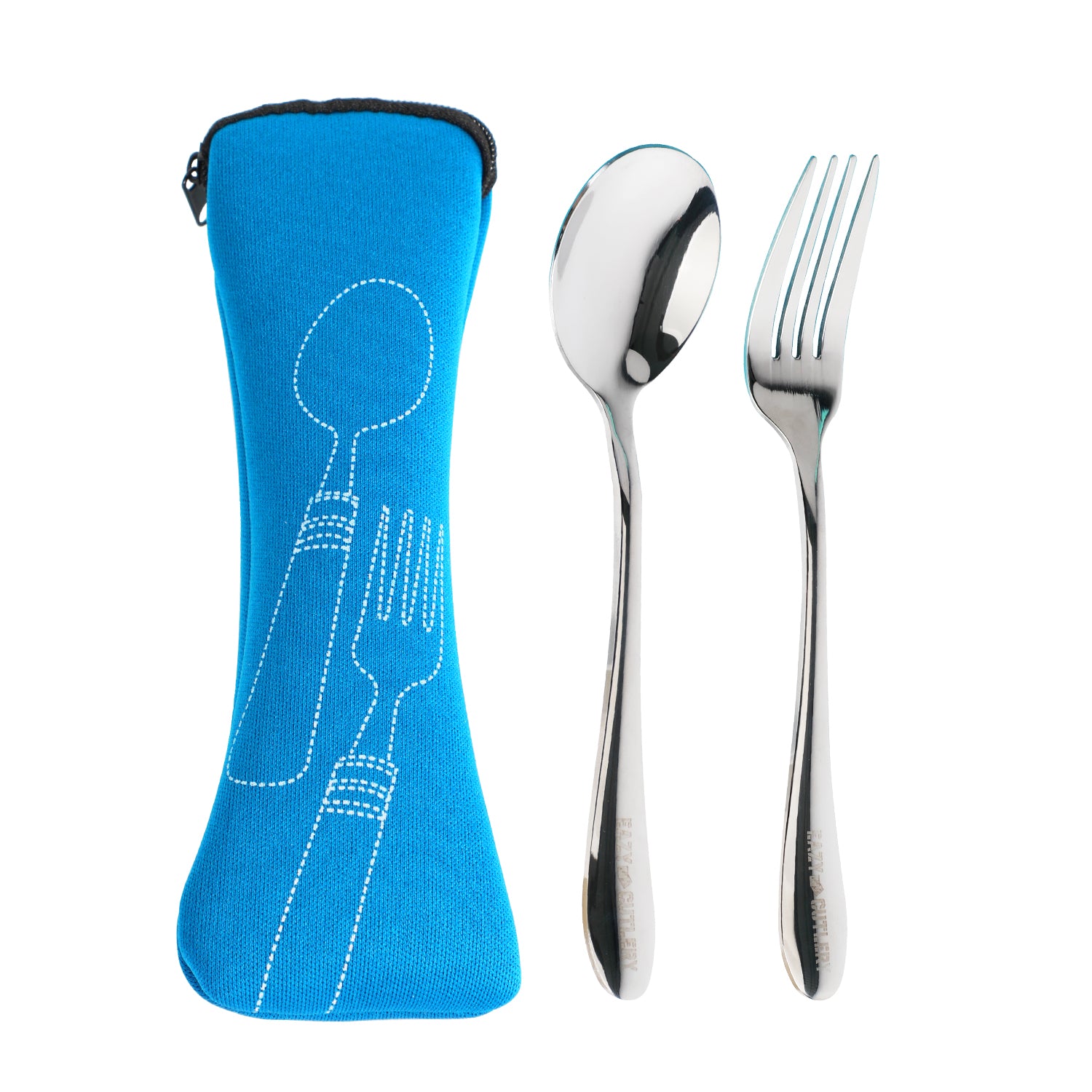 EAZY KIDS Jumbo Bento Lunch Box w/Grey Lunch Bag , Food Jar and Cutlery - Blue