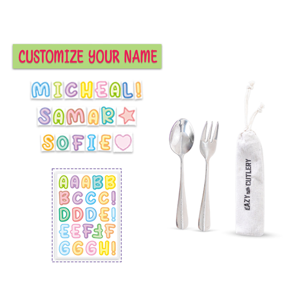 EAZY KIDS 6 & 4 Convertible Bento Lunch Box w/ Lunch Bag, Steel Spoon & Fork Set and Alphabets Sticker - T-Rex dino Grey