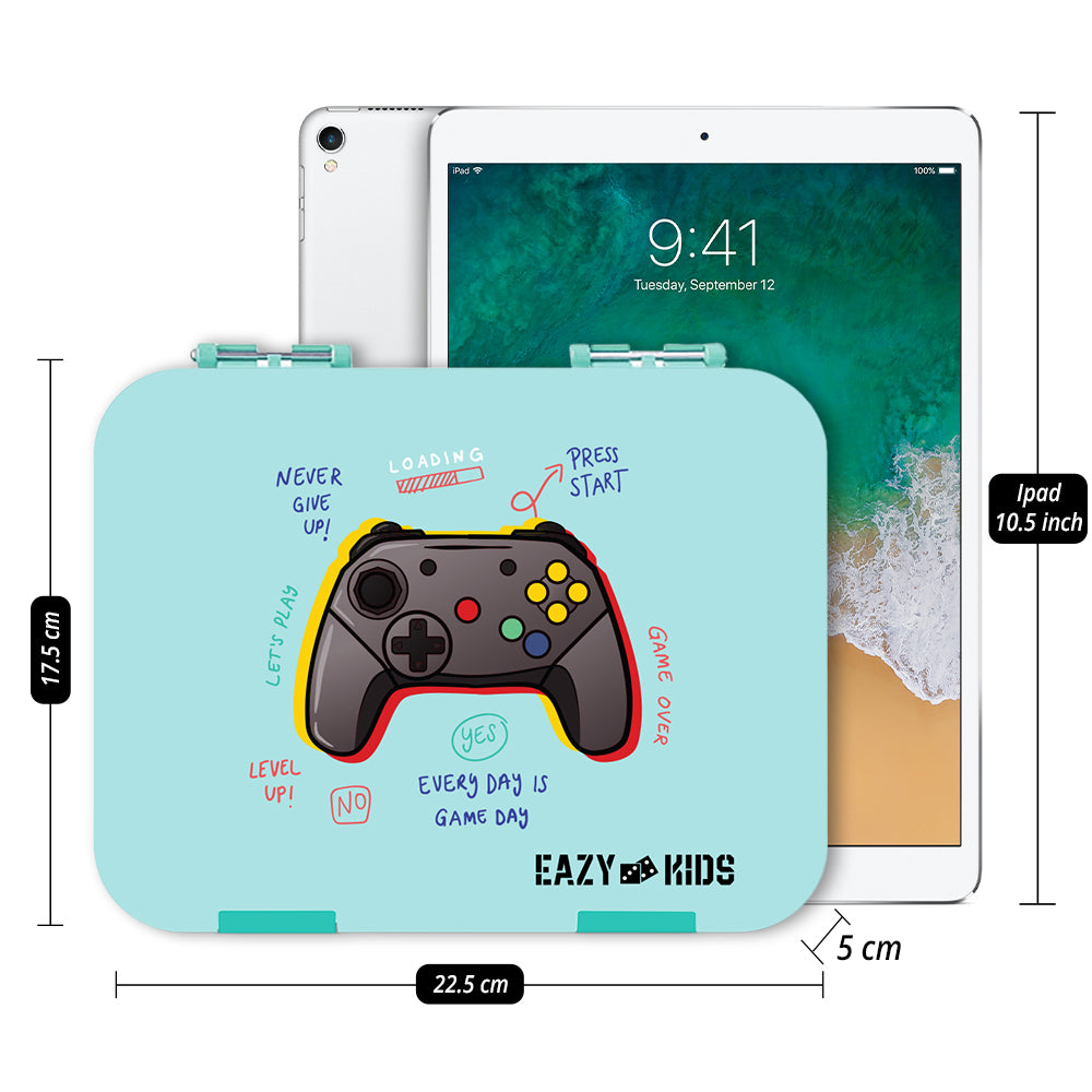 EAZY KIDS PlayStation Green 6 Compartment Bento Lunch Box w/Lunch Bag - Blue