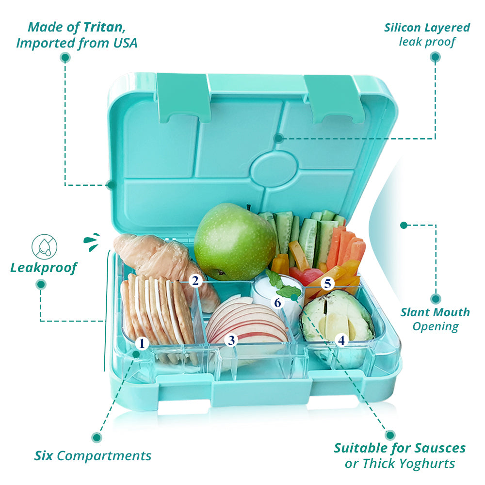 EAZY KIDS PlayStation Green 6 Compartment Bento Lunch Box w/Lunch Bag - Blue