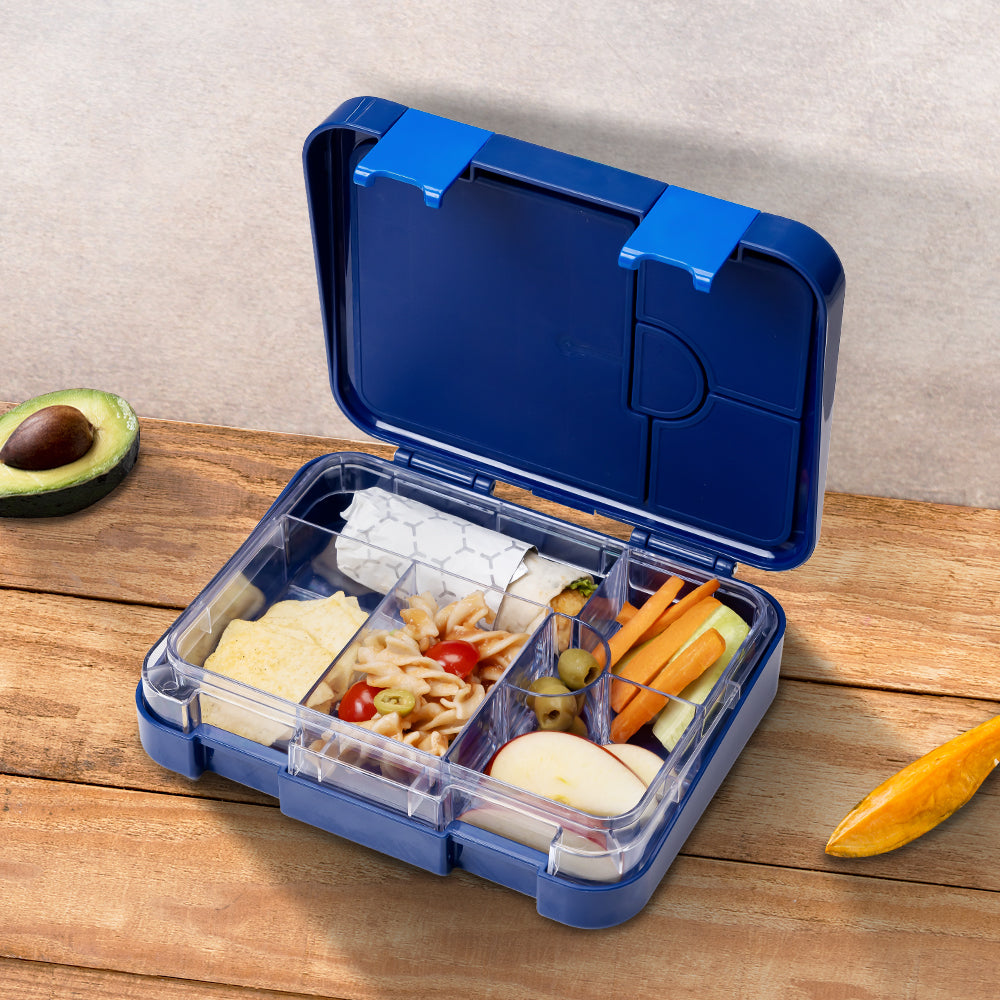 EAZY KIDS Bento Box wt Insulated Lunch Bag & Cutter Set - Combo - Eat Sleep Game Blue