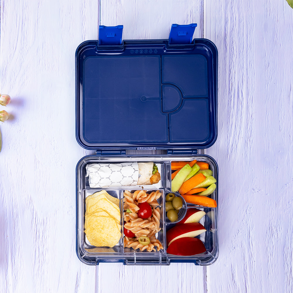 EAZY KIDS Bento Box wt Insulated Lunch Bag & Cutter Set - Combo - Eat Sleep Game Blue