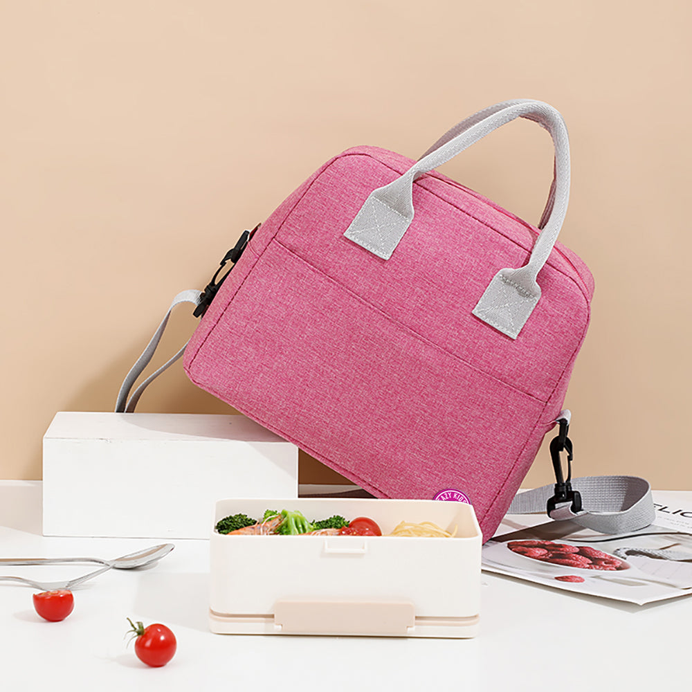 EAZY KIDS Bento Box wt Insulated Lunch Bag & Cutter Set - Combo - Girl Power Pink
