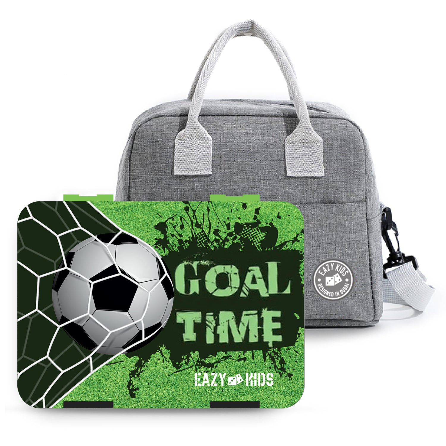 EAZY KIDS Bento Box wt Insulated Lunch Bag & Cutter Set - Combo - Goal Time