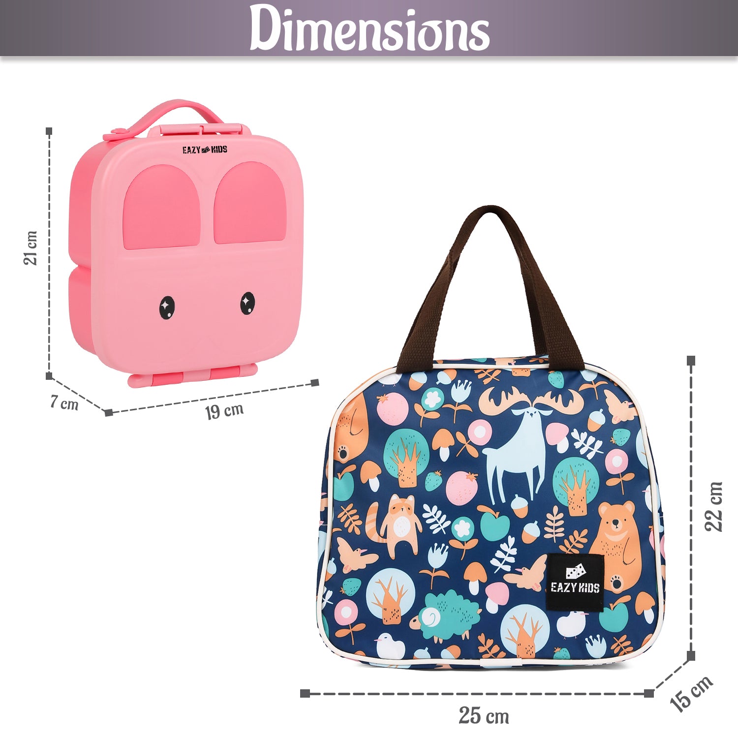 EAZY KIDS Bento Box wt Insulated Lunch Bag Combo - Pink