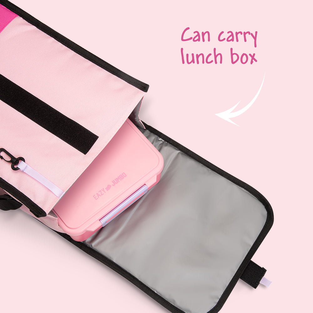EAZY KIDS Jumbo Bento Lunch Box w/ Lunch Bag, Thermos & Dip Jar- Pink