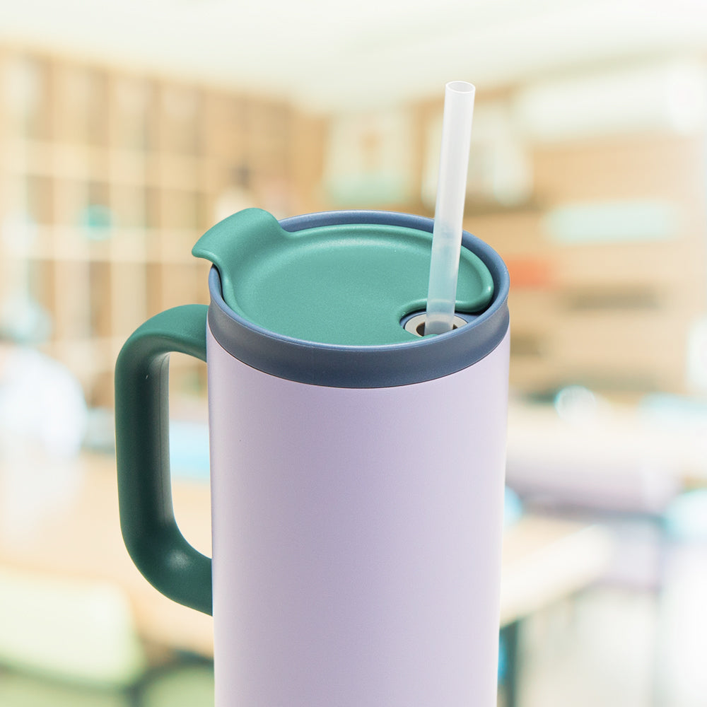 EAZY KIDS Insulated Travel Tumbler w/ Lunch Bag, 900ml White