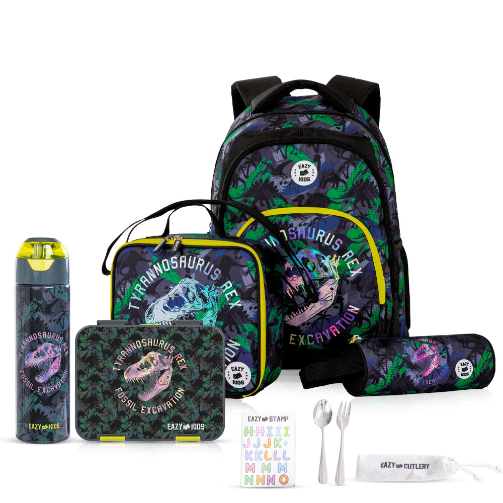 Eazy Kids 17inch Set of 5 Backpack- T-Rex