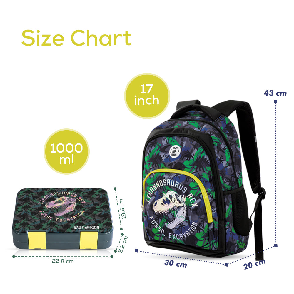 Eazy Kids 17inch Set of 5 Backpack- T-Rex