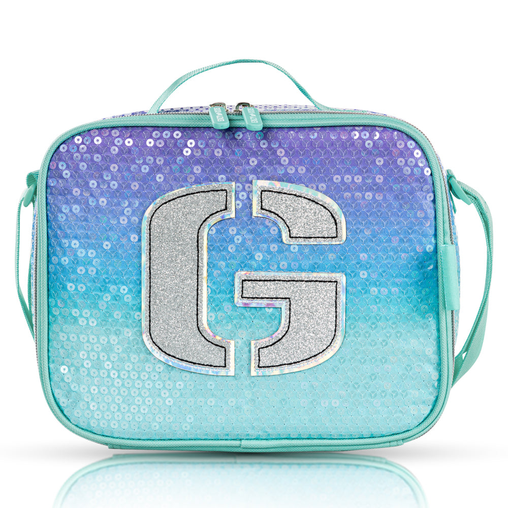 EAZY KIDS 17 inch Set of 4 Backpack w/BT Headset, Lunch Bag and Pencil Case - Girl Glitter Green