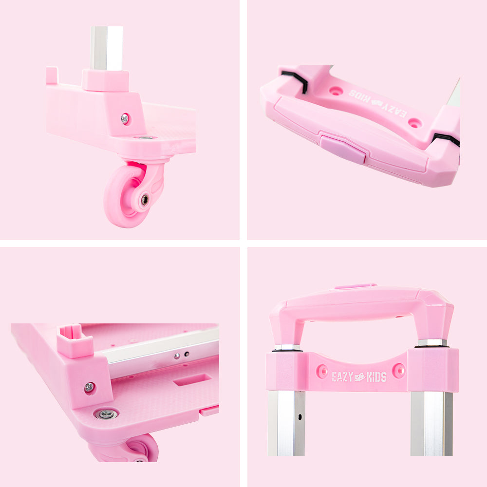 EAZY KIDS 18 inch Set of 4 Backpack w/4 Wheel Trolley, Lunch Bag and Pencil Case - Flora Green