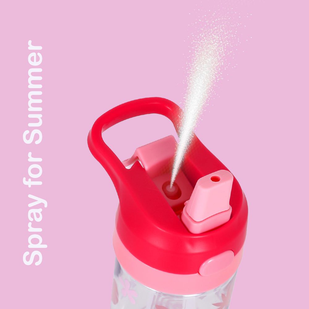 EAZY KIDS 17Inch Set of 4 School Bag with Tritan 420ml Water Bottle, Lunch Bag and Pencil Case - Tropical Pink