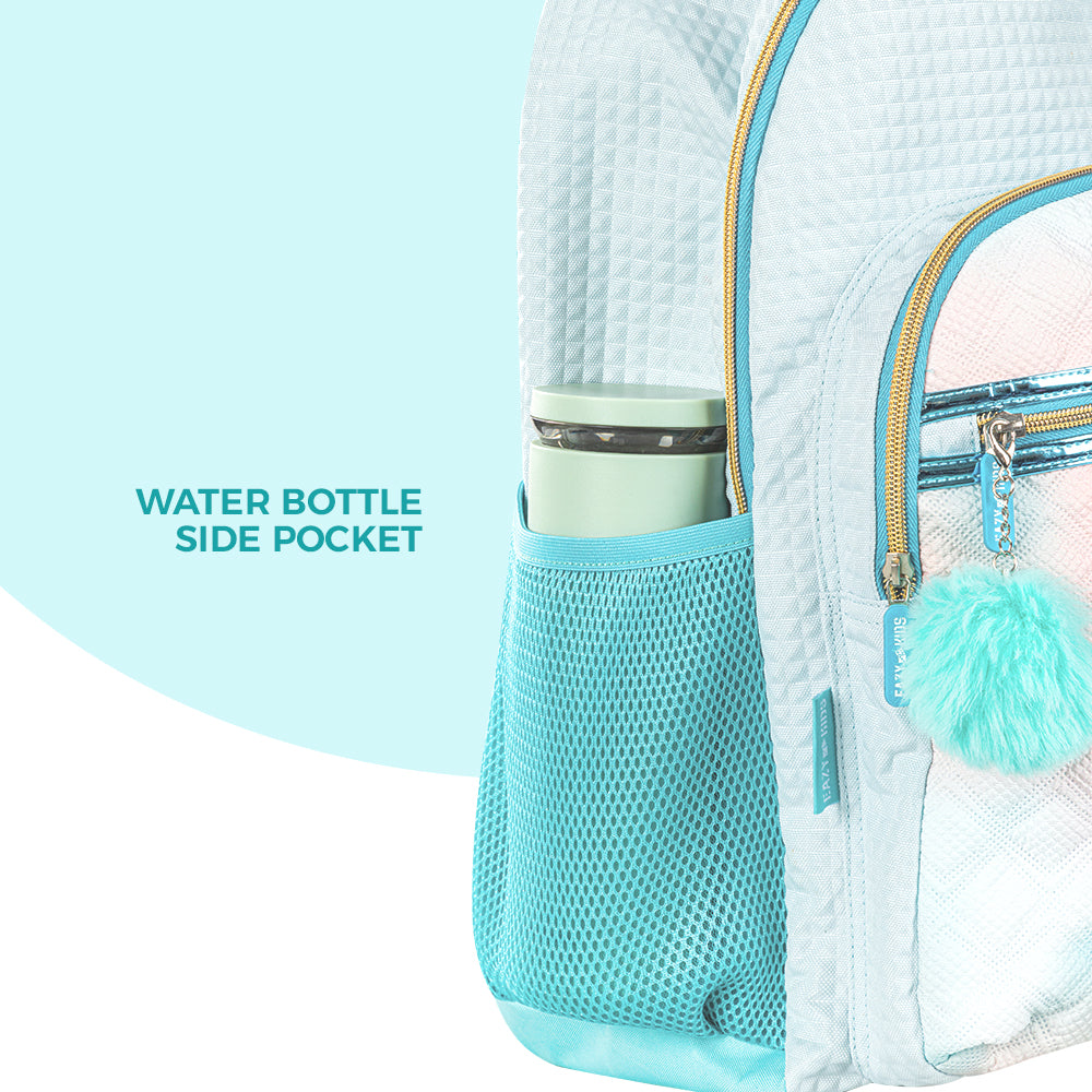 EAZY KIDS 18 inch Set of 9 Backpack w/4 Wheel Trolley, Lunch Bag and Pencil Case - Flora Green