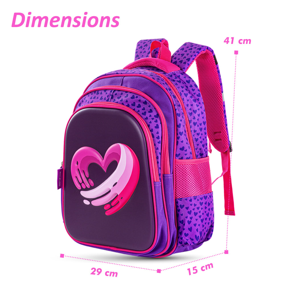 EAZY KIDS School Bag 16 inch w/Trolley - Love & Hugs Purple