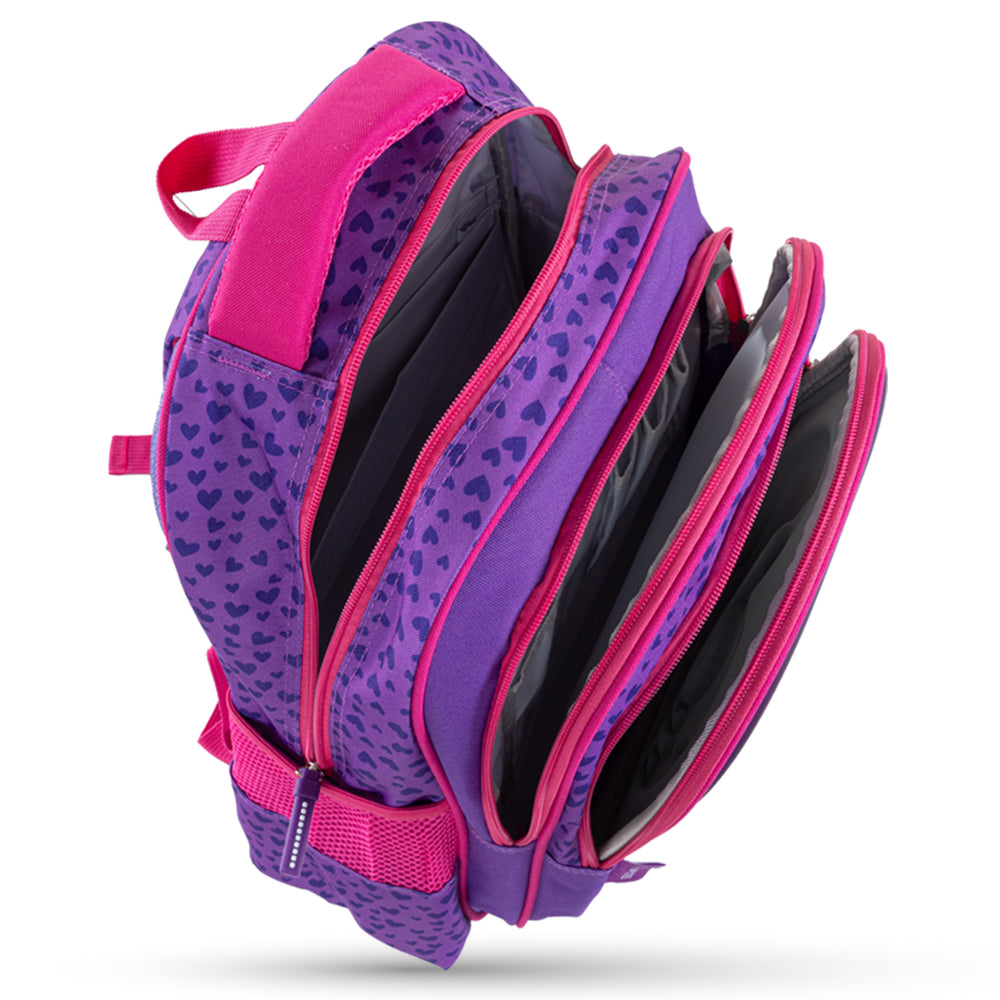 EAZY KIDS School Bag 16 inch w/Trolley - Love & Hugs Purple