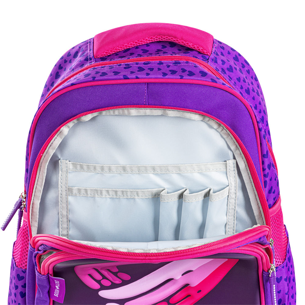 EAZY KIDS School Bag 16 inch w/Trolley - Love & Hugs Purple