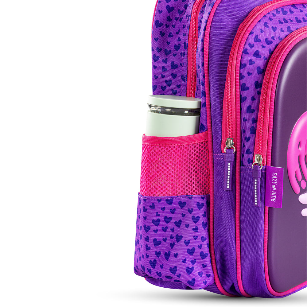 EAZY KIDS School Bag 16 inch w/Trolley - Love & Hugs Purple
