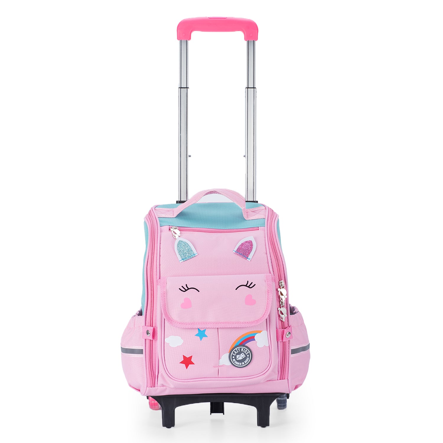 EAZY KIDS 3D Unicorn School Bag wt Trolley - Pink