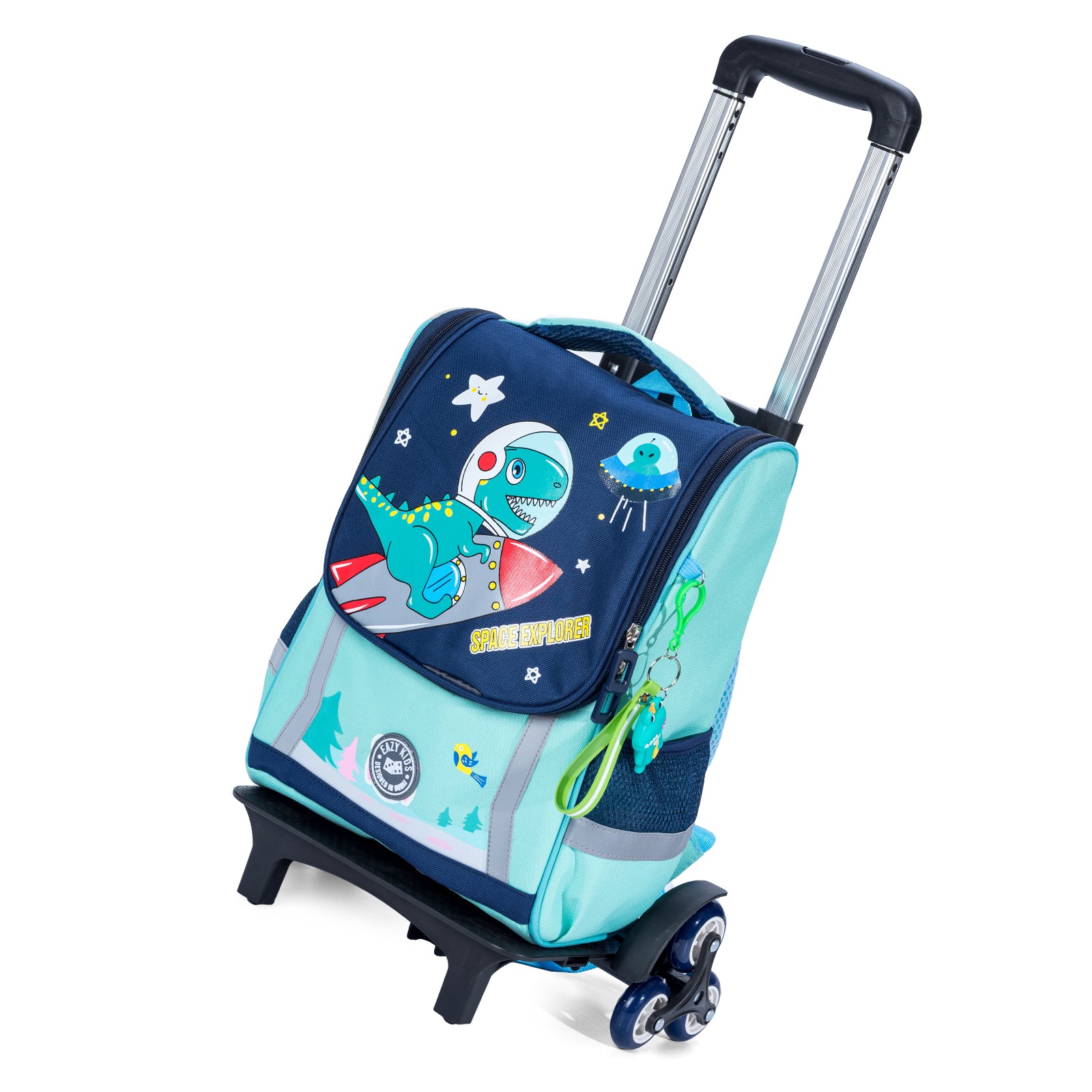 EAZY KIDS School Bag Dino in Space wt Trolley - Green