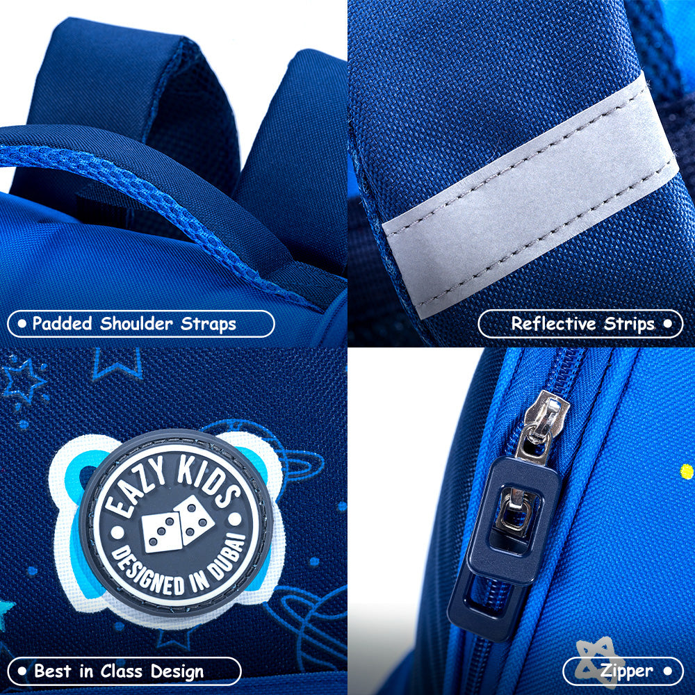 EAZY KIDS School Bag Dino in Space wt Trolley - Blue
