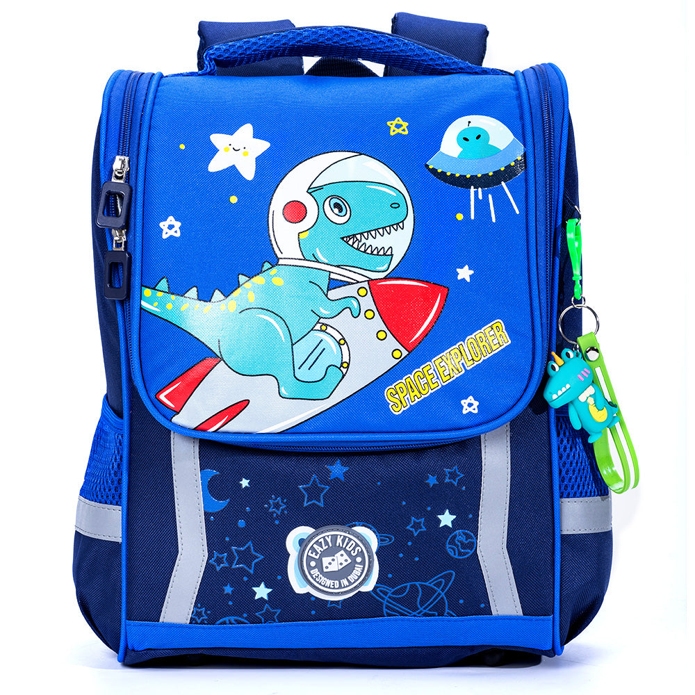EAZY KIDS School Bag Dino in Space wt Trolley - Blue