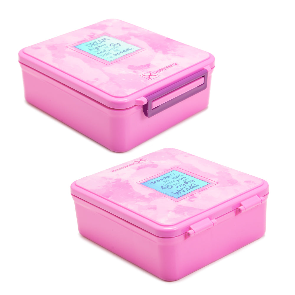 Hydrobrew Bento Lunch Box 1.74L w/ Steel Food Jar & Sip Switch Water Bottle 1000ml | Leakproof Meal Box – Dream Pink