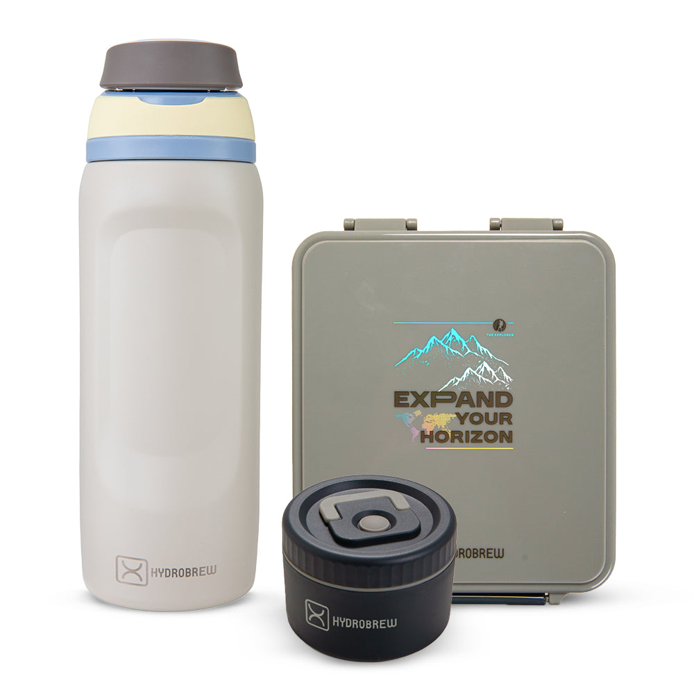Hydrobrew Bento Lunch Box 1.74L w/ Steel Food Jar & Sip Switch Water Bottle 1000ml | Leakproof Meal Box β Adventure Sage
