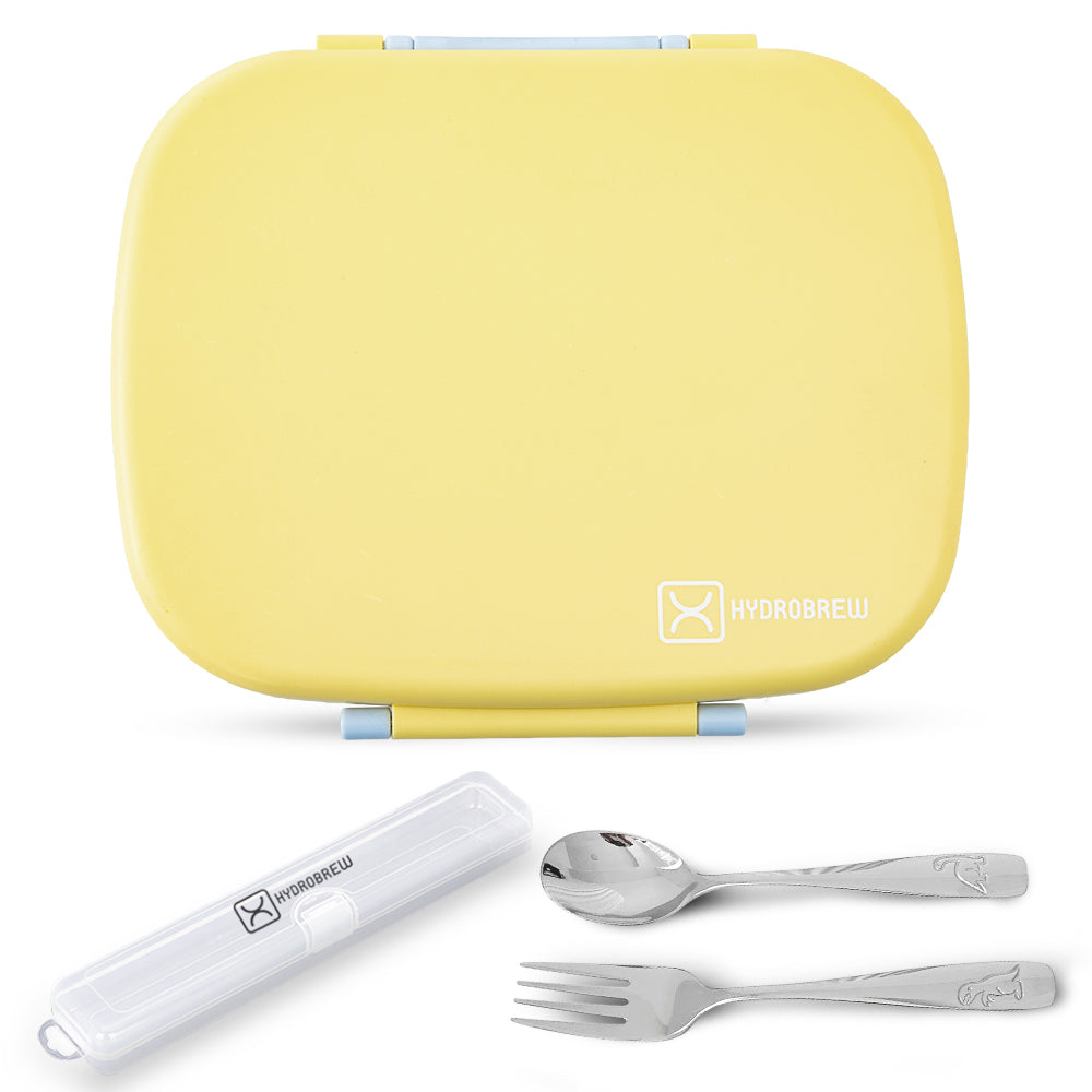 Hydrobrew Smart Serve Bento Lunch Box 1100ml w/ Stainless Steel Cutlery Set – Sunny Sky